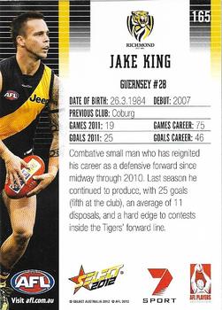 2012 Select AFL Champions #165 Jake King Back